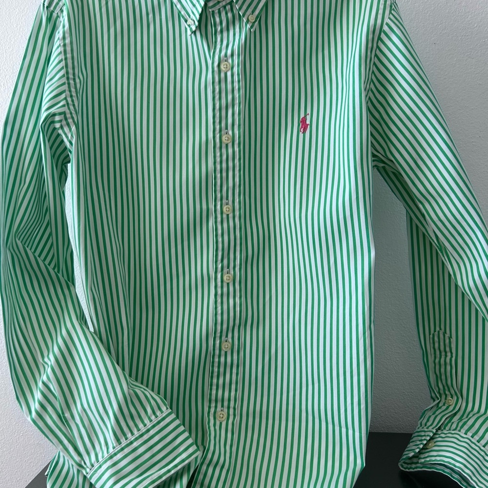 Ralph Lauren Green Stripe Button-Down Shirt